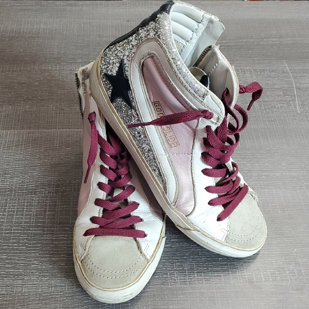 Golden Goose Slides Metallic Pink/White/Tan 38